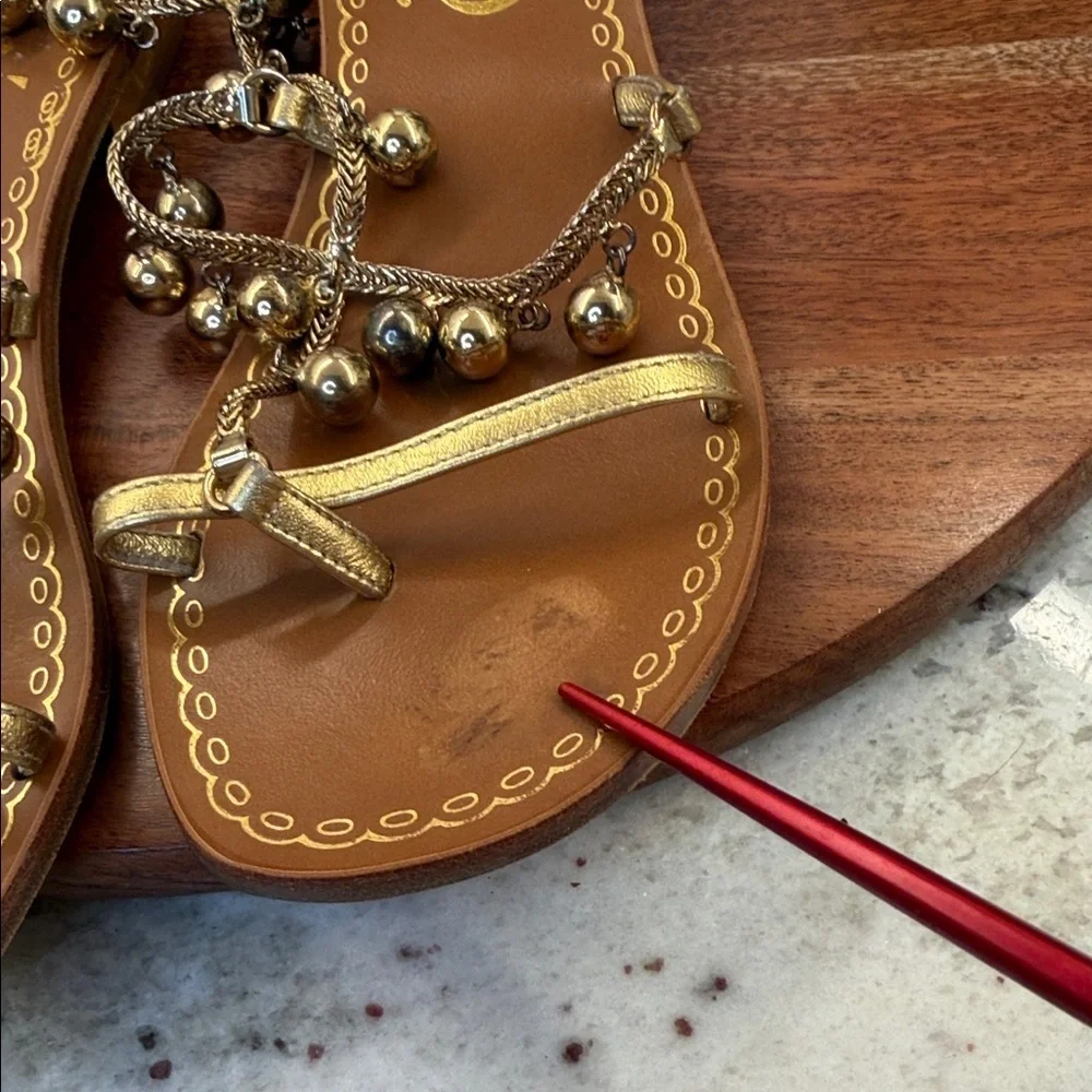 Juicy Couture gold chain embellished flat sandals